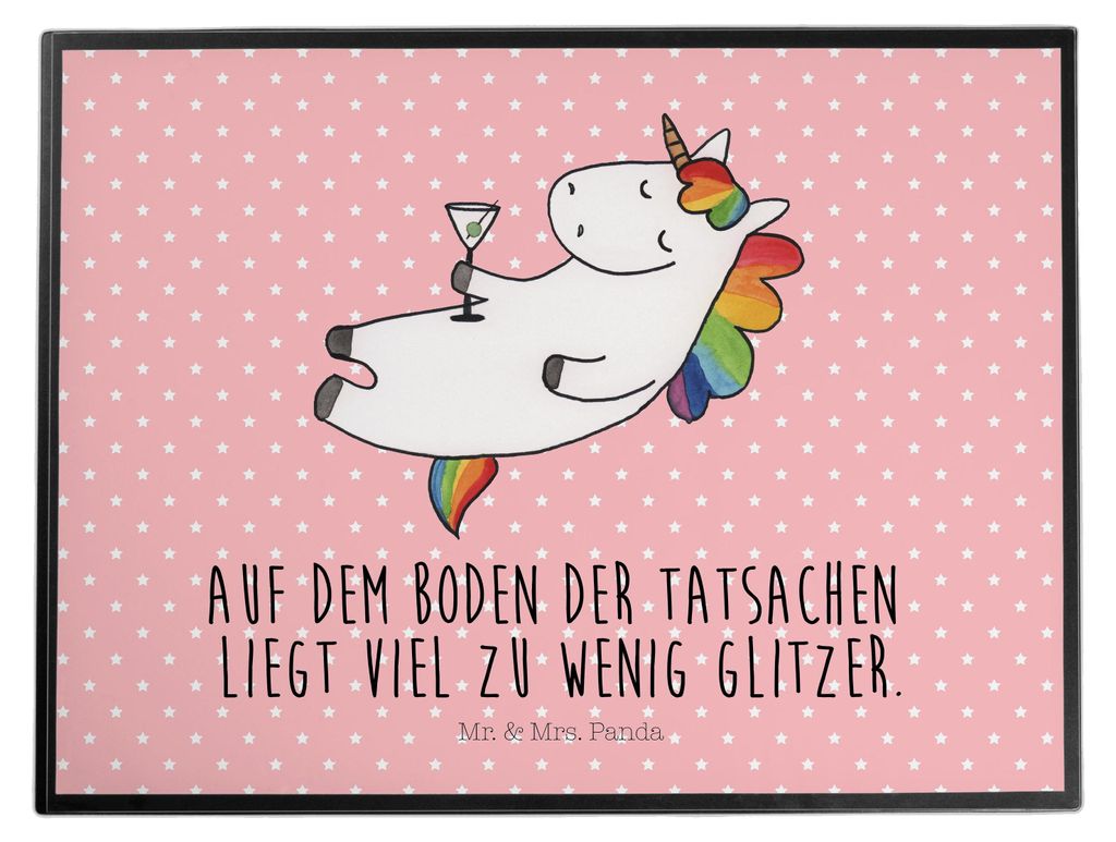 Mr. & Mrs. Panda Schreibunterlage Einhorn Cocktail - Rot Pastell - Geschenk, bastelunterlage, schreibtischunterlagen, Deko, Caipirinha, schreibtisc...