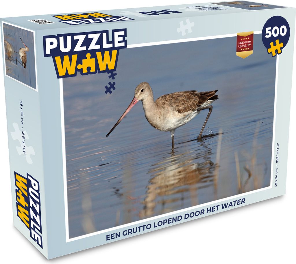 MuchoWow Puzzle 500 Teile Eine Uferschnepfe, die durch das Wasser läuft - 500 Teile - Kinder - Selberbauen - Puzzlespiele
