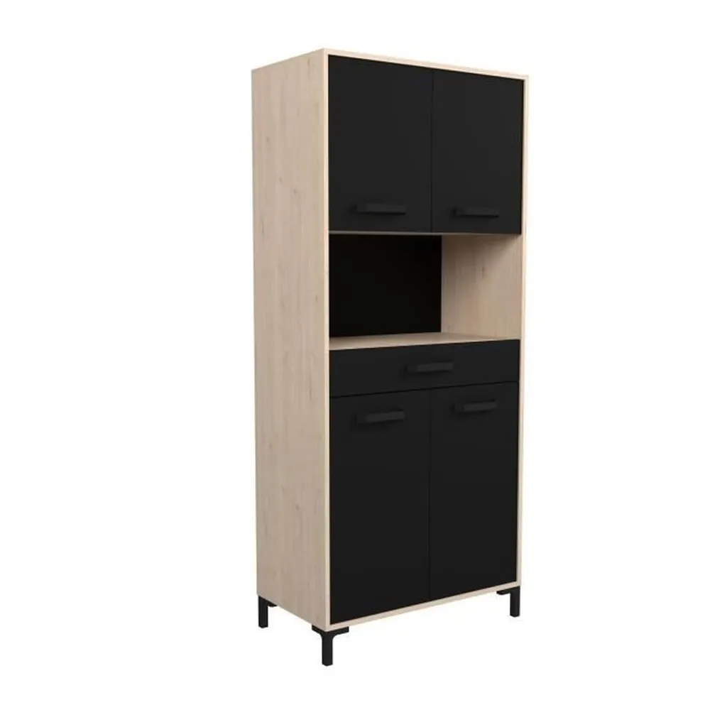 Vaisselier de cuisine gain de place 80cm pour micro-ondes noir