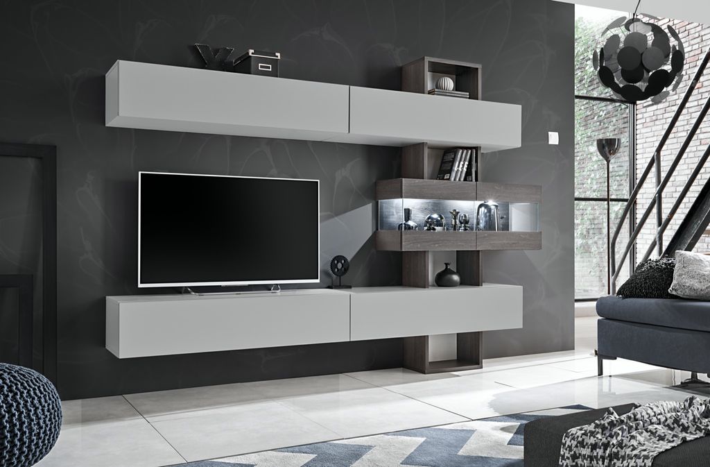 Anbauwand Wohnwand Schrankwand TOKYO Push - Click Led Produktbild 