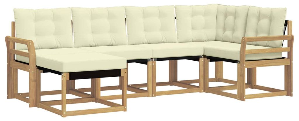 vidaXL Outdoor-Sofagarnitur mit Kissen 6 pcs Weiß und Creme