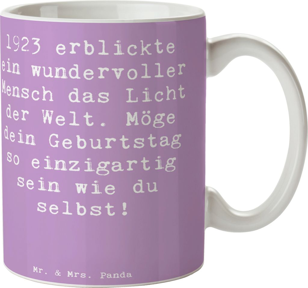 Mr. & Mrs. Panda Kaffeebecher Spruch 1923 Geburtstag - Lavendeltraum - Geschenk, Alter, personalisierte Geschenke, besondere Momente feiern, Becher...