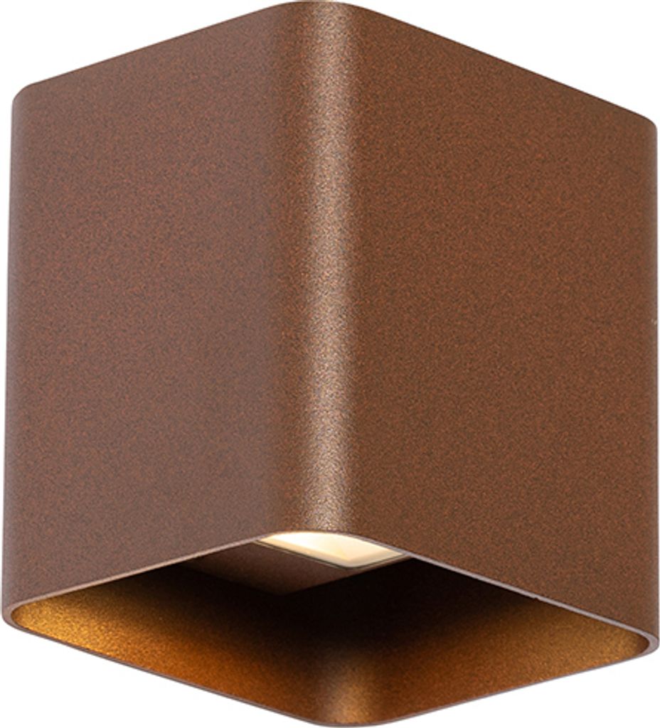 QAZQA - Moderne Außen Wandleuchte rostbraun inkl. LED IP54 quadratisch - Evi I Außenbeleuchtung - Aluminium Quadratisch - I (nicht austauschbare)...