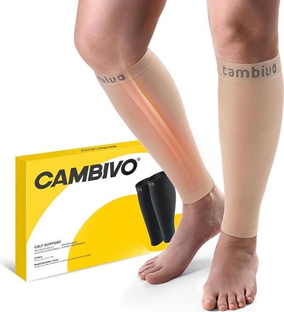 CAMBIVO Wadenbandage, Waden Kompression 2 Paar, Kompressionsstrümpfe Damen Herrn, Stützstrümpfe für Sport, Fussball, Laufen, Schwellung, Erholung