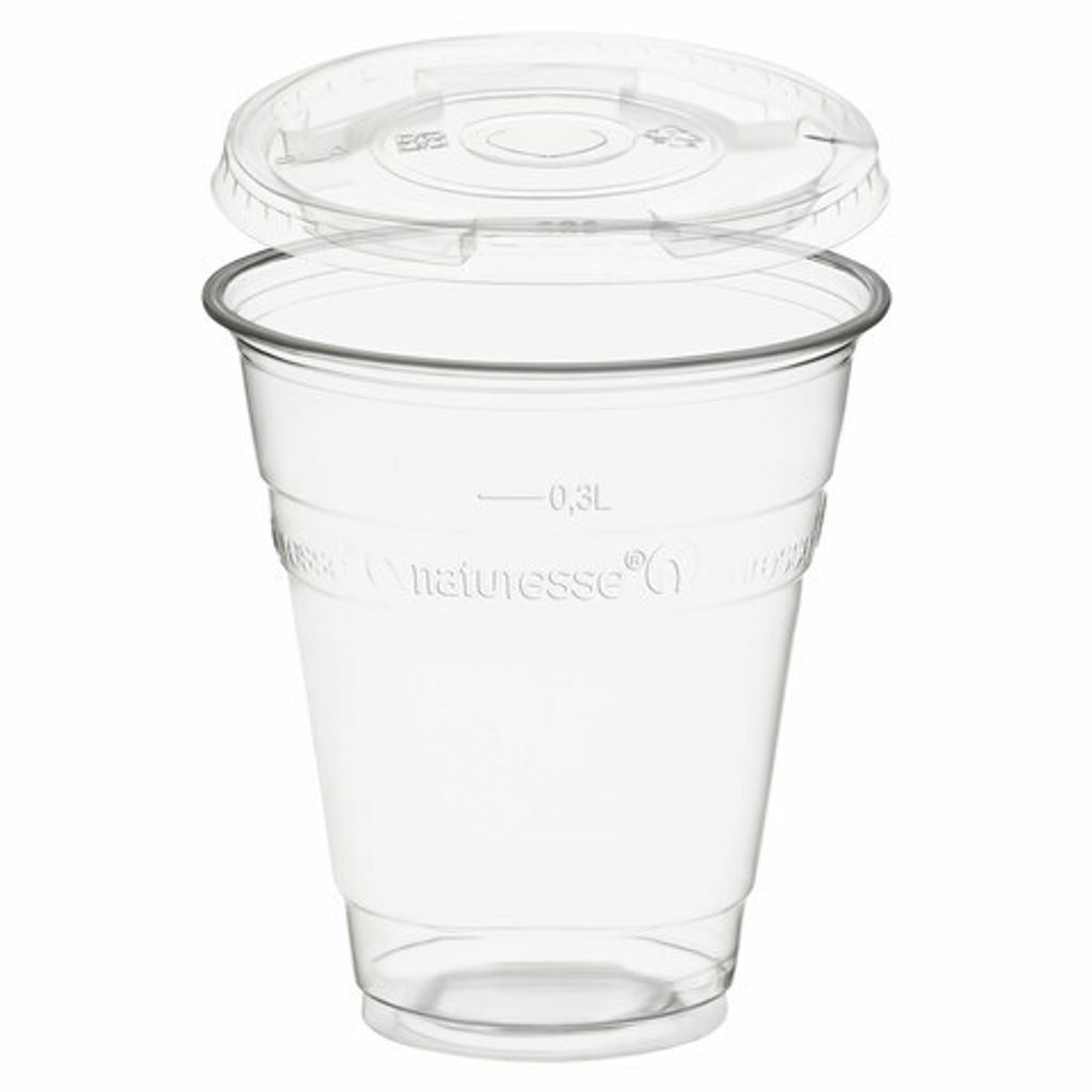 50x  Trinkbecher 300ml + Deckel mit Halmstanzung aus Produktbild 