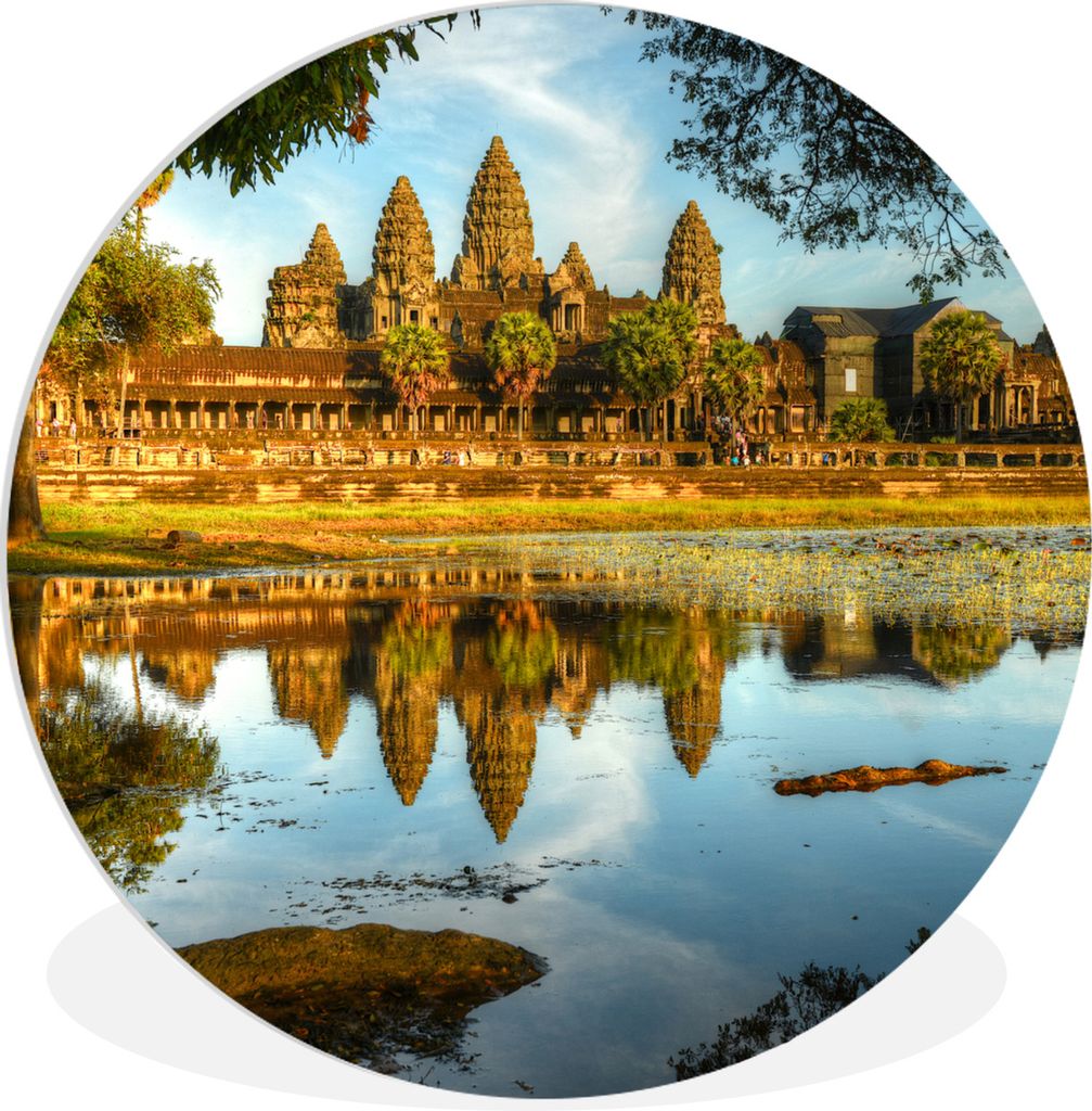 MuchoWow Rundes Wandbild - Runde Bilder Außenansicht von Angkor Wat Ø 60 cm Kreis Wanddekoration Kunststoff - Wandkreis - Wandschmuck - Wand Kr...