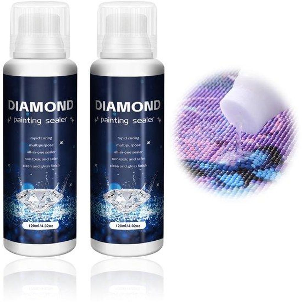 Transparenter Diamantlack 2er-Pack, Glitzer- und Schutzsatz für Edelsteine, 240 ml, transparentes Diamantmal-Set