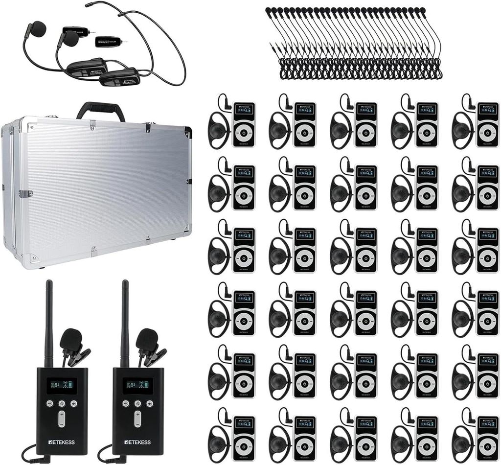 Retekess T130P Kabelloses Tour Guide System, Audio Whisper Tour Guide, T130 (3.0), Abgestufte Geräuschreduzierung, 160m, für Tourism 30 Empfänger