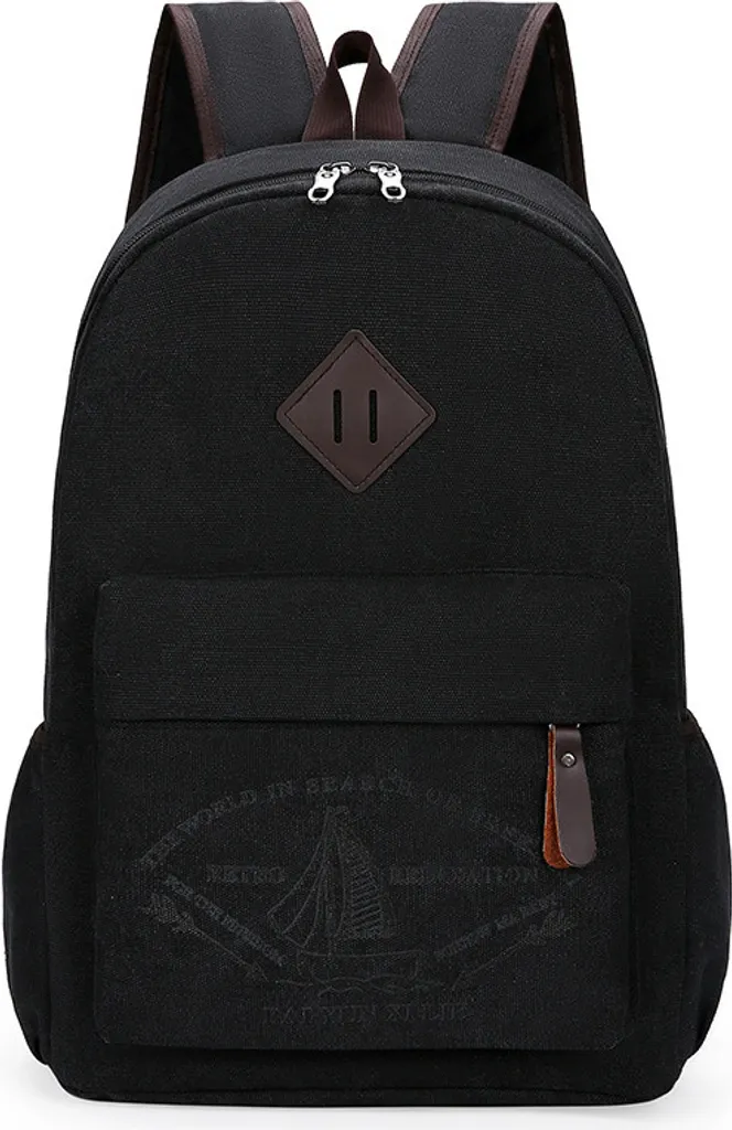 INF Sac à dos en toile Noir - Bagage quotidien robuste et durable