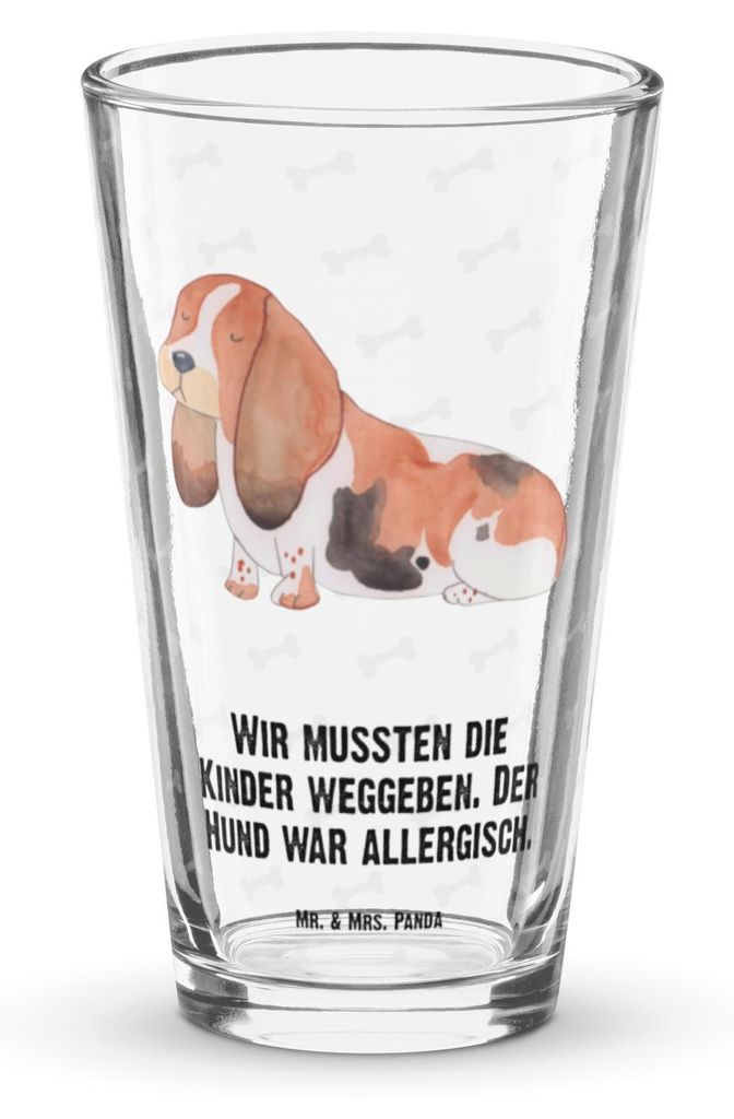Mr. & Mrs. Panda Glas Hund Basset Hound - Transparent - Geschenk, Süß, Kinderlos, Tumbler, Pint, Sprüche, Bierglas, Longdrinkglas, Cocktailglas