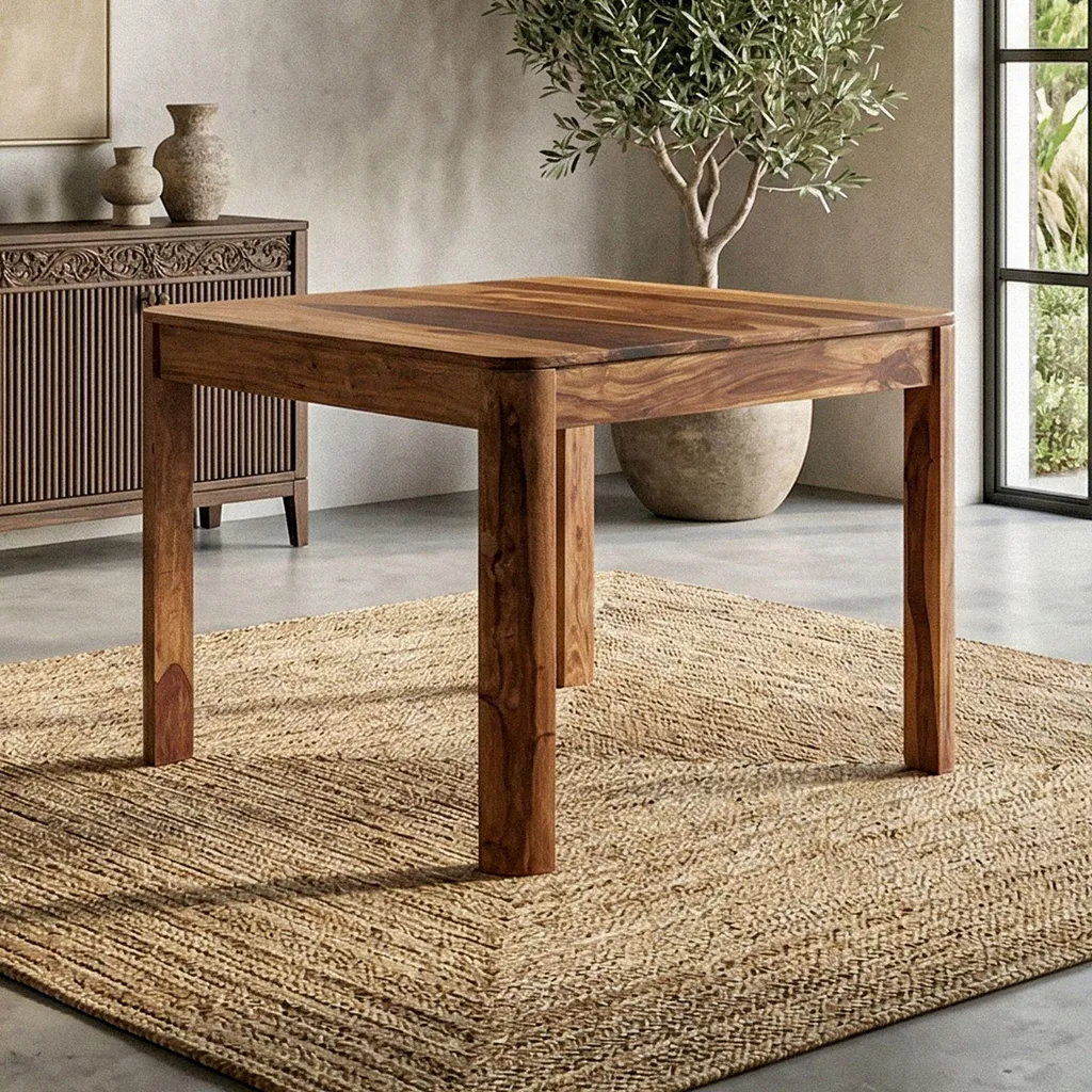 Table à manger carrée WOHNLING en bois massif Sheesham 80x80 cm