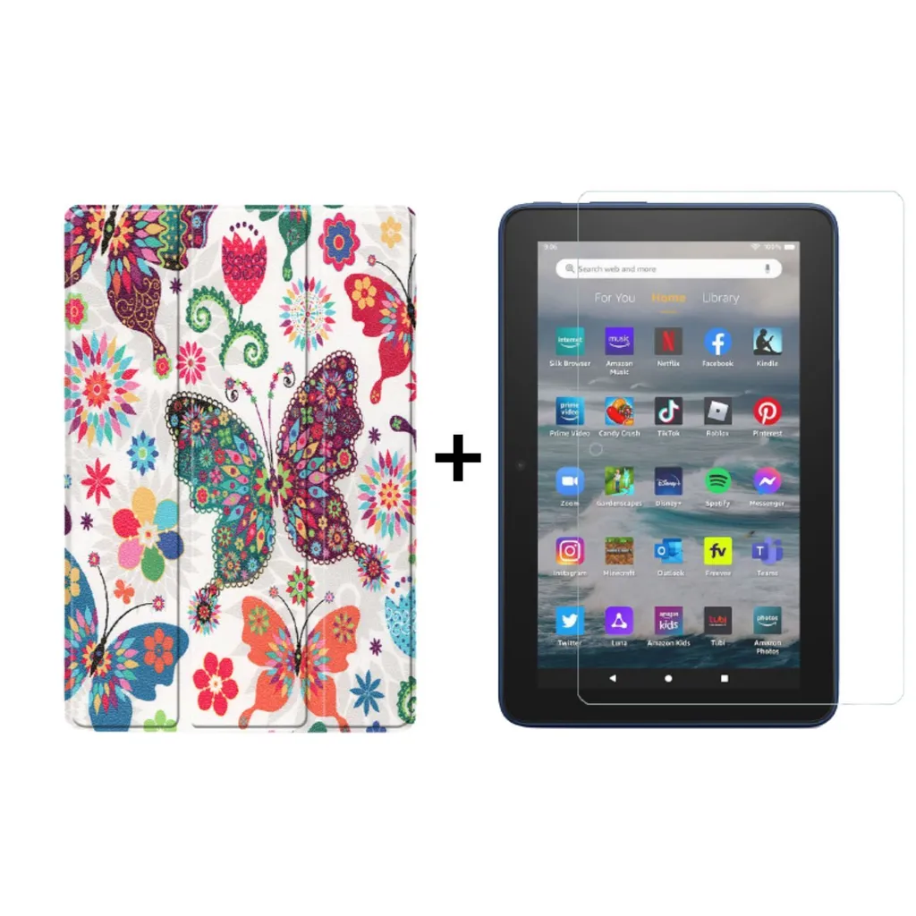 Custodia Kindle Fire 7 2022 per Bambini e Adulti + Vetro Gratis