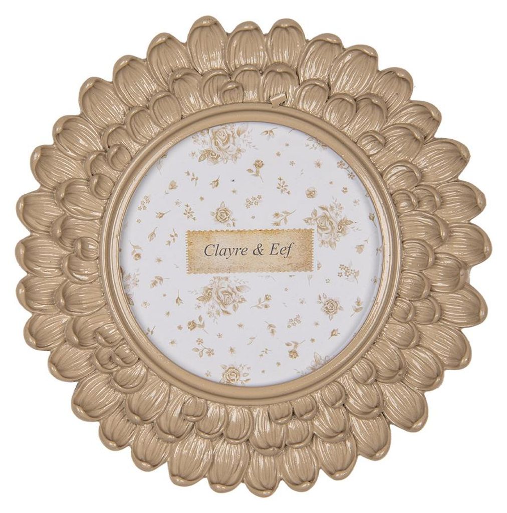 Clayre & Eef Cadre photo Ø 10 cm Beige Plastique Image du produit 
