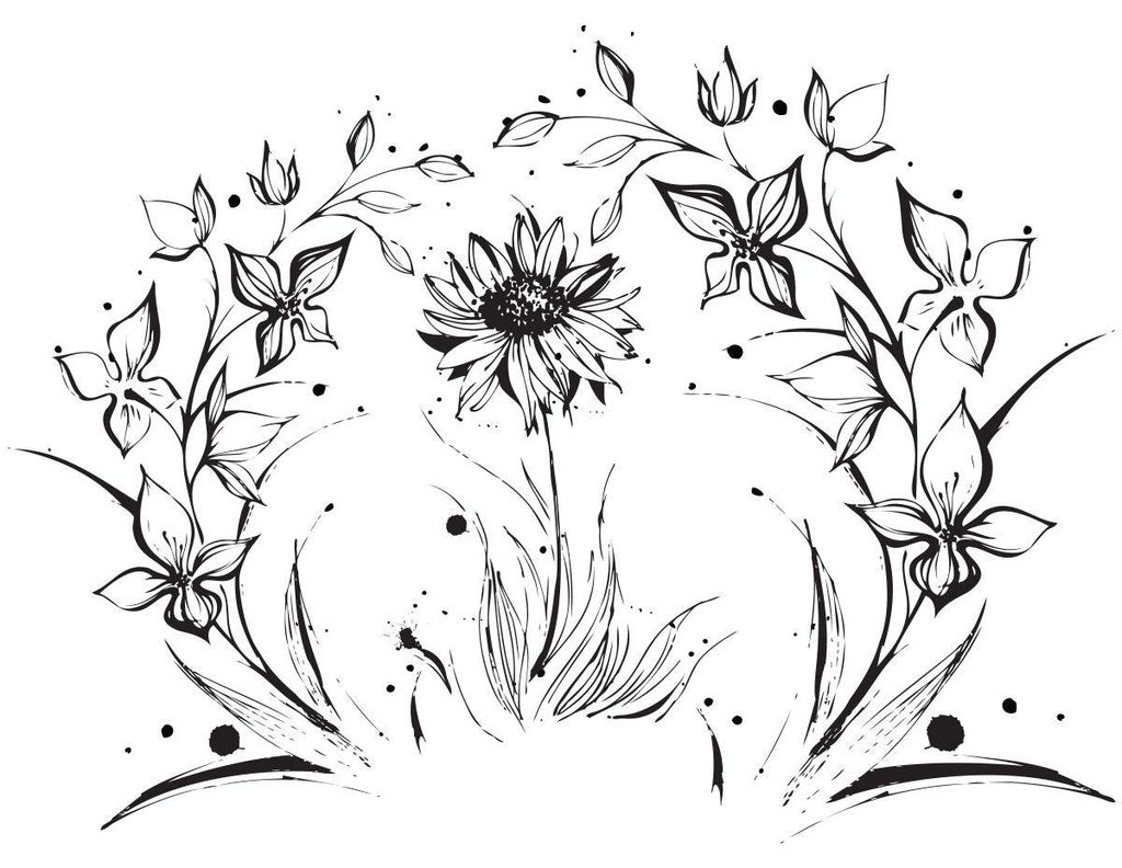 Wandaufkleber – Künstlerische Blumen – selbstklebend mit transparentem Hintergrund – 80 x 110 cm