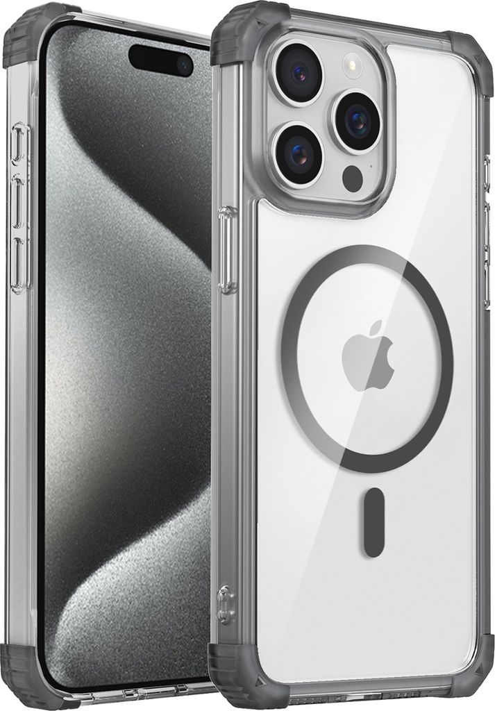 Magnetisch Hülle für iPhone 14 Pro Max Kompatibel mit Magsafe Stoßfest Militärschutz Transparente Handyhülle Schwarz