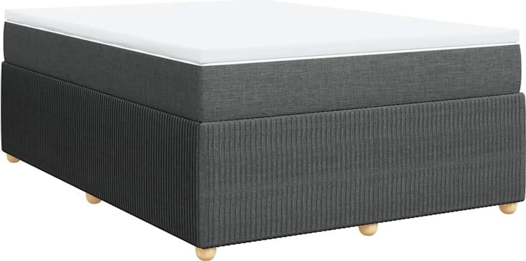 vidaXL Boxspringbett mit Matratze Dunkelgrau 140x200 cm Produktbild 