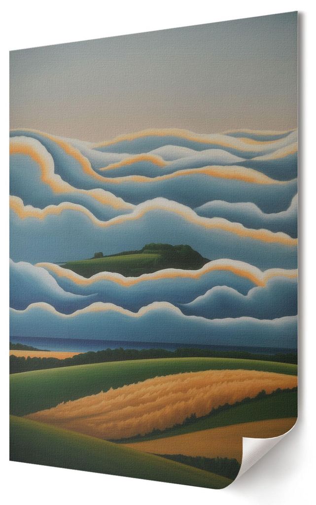 Pastellfarbene Landschaft- Kunstdruck A4 - Dekorativ, ausdrucksstark- Wandbild für Wohnzimmer Schlafzimmer & Flur, Modernes Poster Wanddeko, Unger...