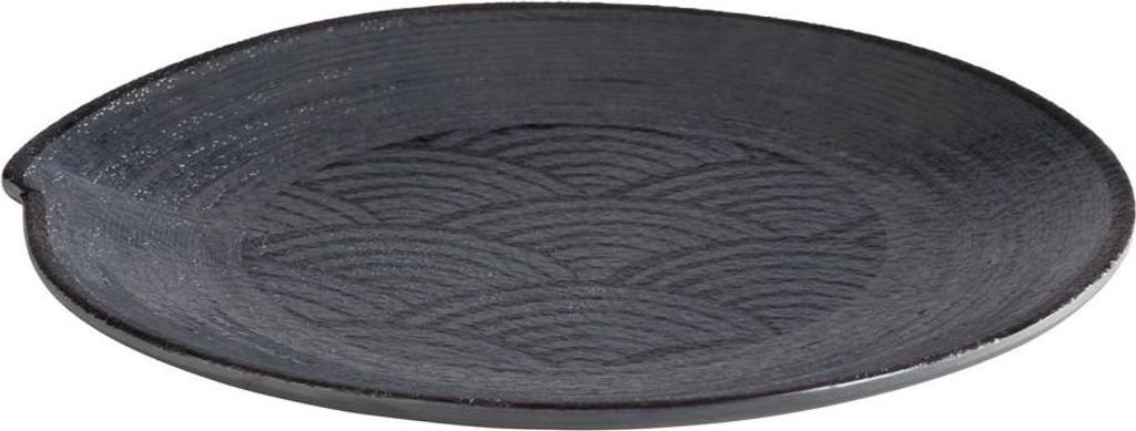 APS 84908 Teller DARK WAVE, Ø 22 cm, Höhe 2 cm, Melamin, schwarz/Wellendekor