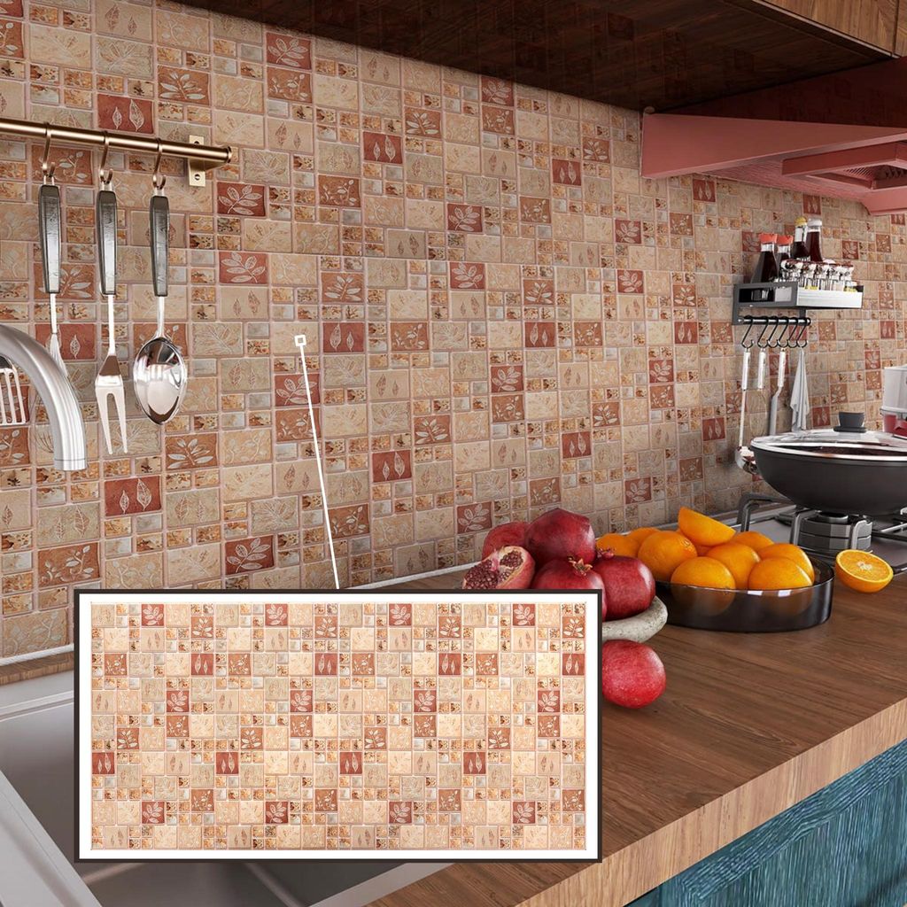 3D-Wandpaneele PVC | Mosaik Optik | Autumn Leaves - 15 Platten - 7,5 m² | Für Wohnzimmer, Küche & Bad | Einfache DIY-Montage