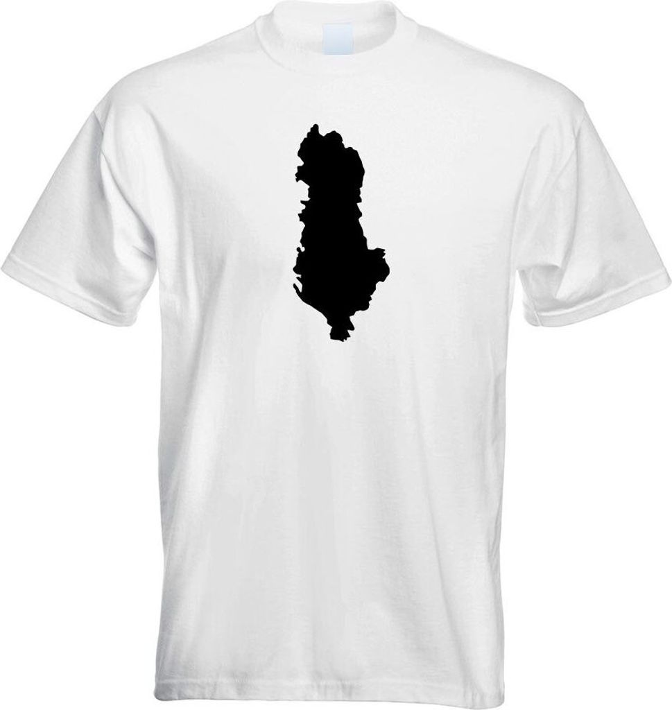 Kiwistar - T-Shirt - Weiss - Albanien Umriss Kontur Herren Funshirt Bedruckt Design Sprüche Spruch Motive - mit Motiv Bedruckt - Funshirt Design -...