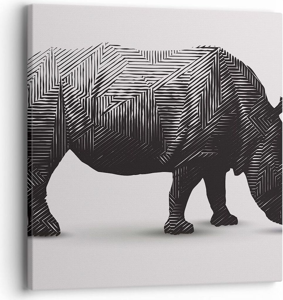 Bild auf Leinwand - Leinwandbild - Nashorn Tier Afrika Safari - 40x40cm - Wand Bild - Wanddeko - Leinwanddruck - Bilder - Kunstdruck - Wanddekorati...