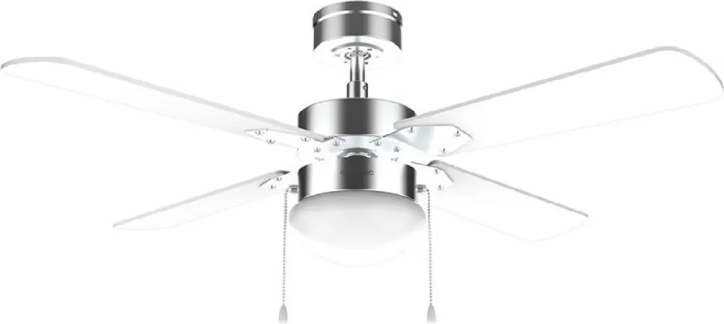 Ventilateur de plafond pour chambre et salon avec lampe et mode réversible