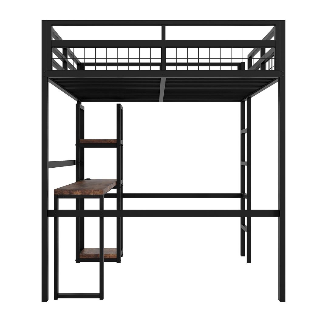 Multifunktionales Hochbett mit Schreibtisch, USB-Ladung & Produktbild 