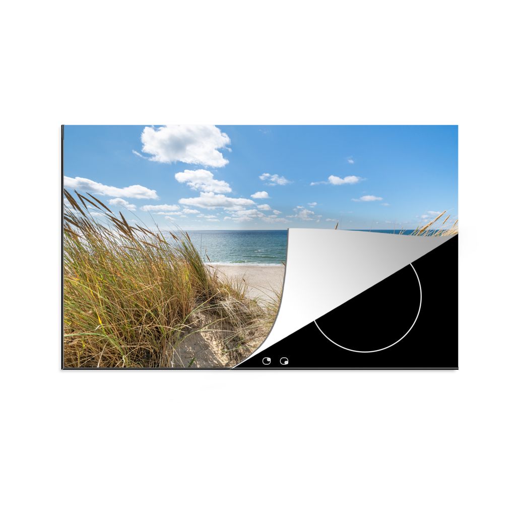 KitchenYeah Herdabdeckplatte Düne - Gras - Meer - Strand , 80x52cm, Küche Deko, Glaskeramikkochfeld Herdabdeckung, Abdeckplatte fùr Kochfeld