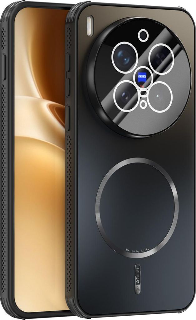 Matte PC TPU Hülle für Vivo X300 Pro Magnetische Handyhülle mit Linsenabdeckung und Wärmeableitung Stoßstange Schwarz