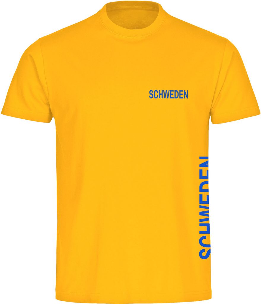 multifanshop Herren T-Shirt - Schweden - Brust & Seite, gelb, Größe XXL