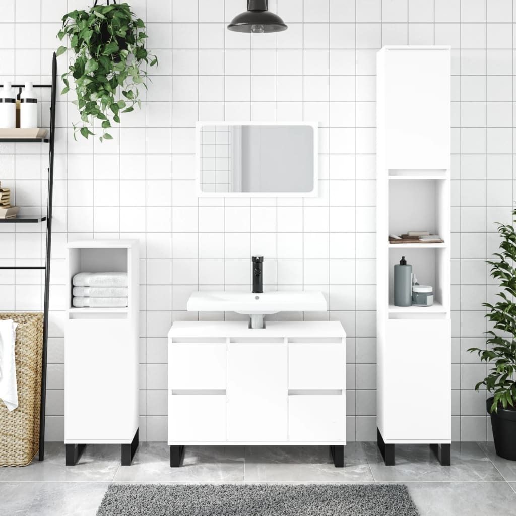 ZMH Badschrank Weiß 80x33x60 cm Holzwerkstoff