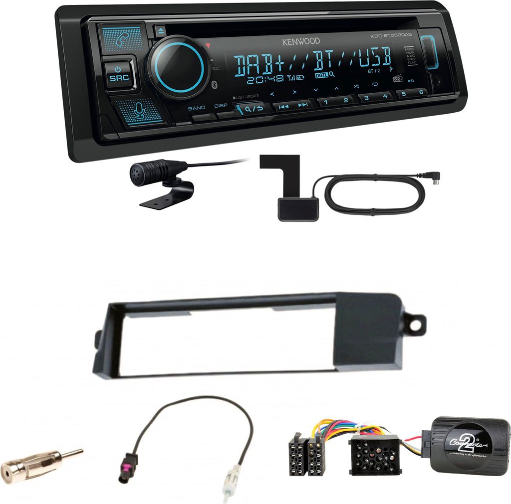 Kenwood KDC-BT560DAB Bluetooth Digitalradio CD USB Einbauset für BMW 3er E46