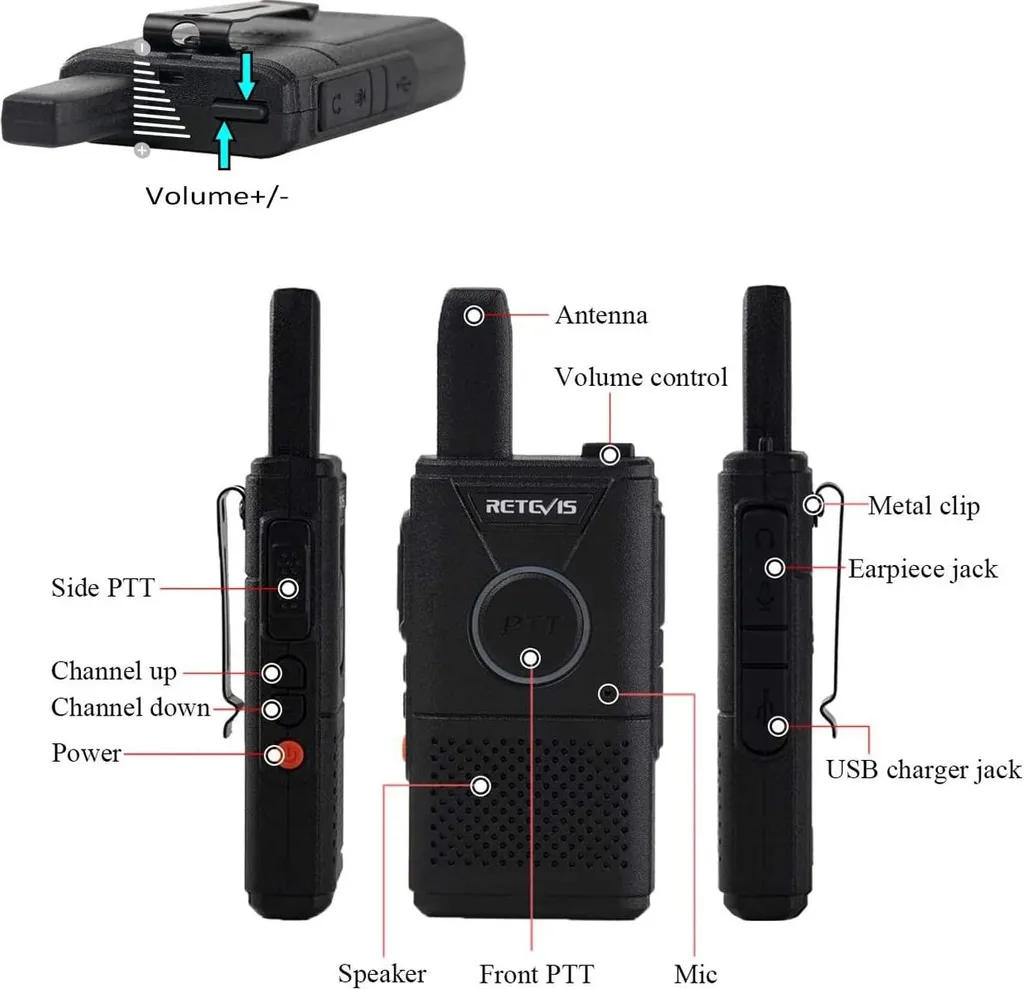 Talkie-Walkie Mini RT618 Double PTT Rechargeable pour École et Hôpital
