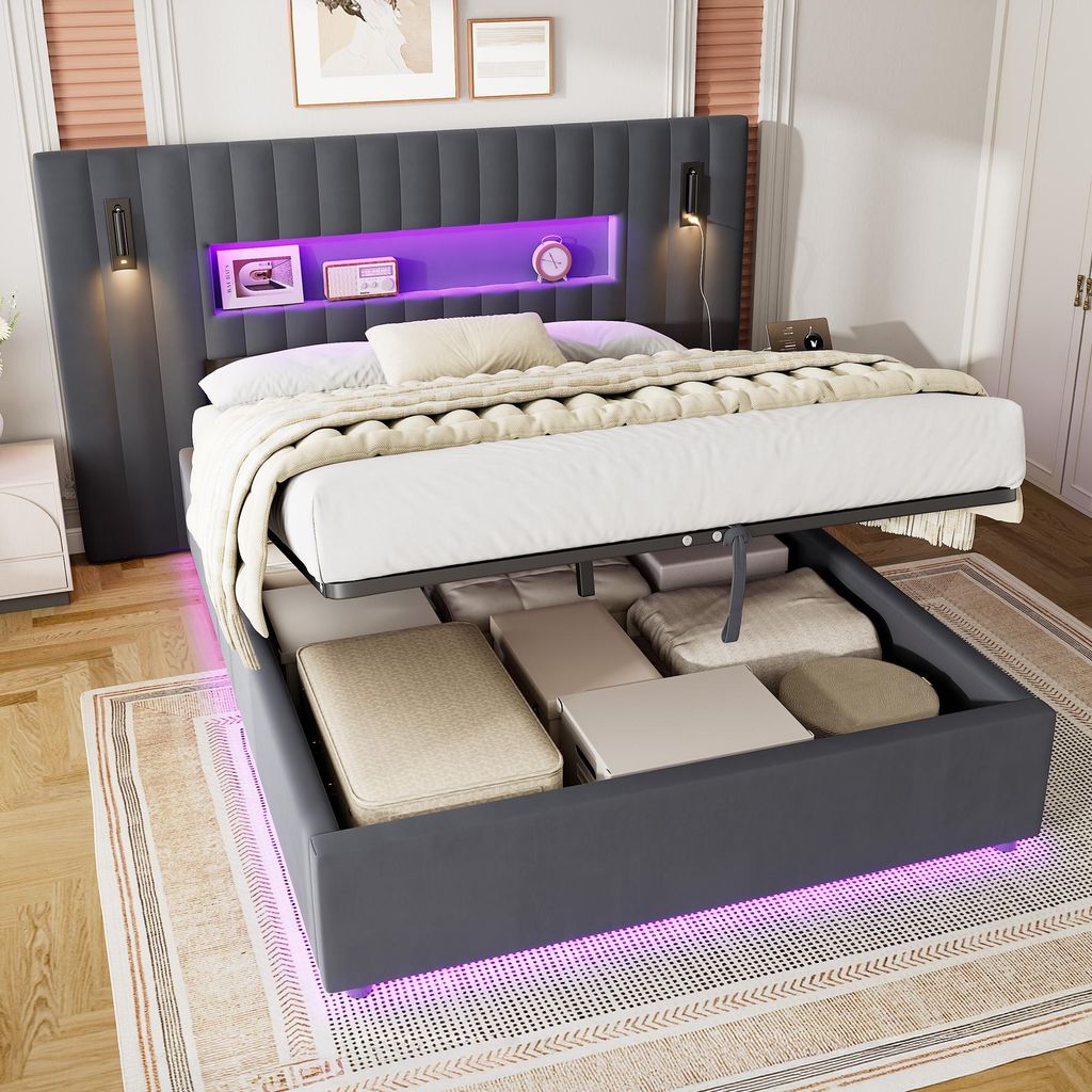 Postel okwish 140x200 s nočními lampičkami a úložným Obrázek produktu 