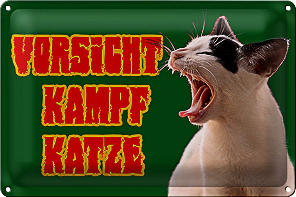 Blechschild Spruch 30x20cm Vorsicht Kampfkatze