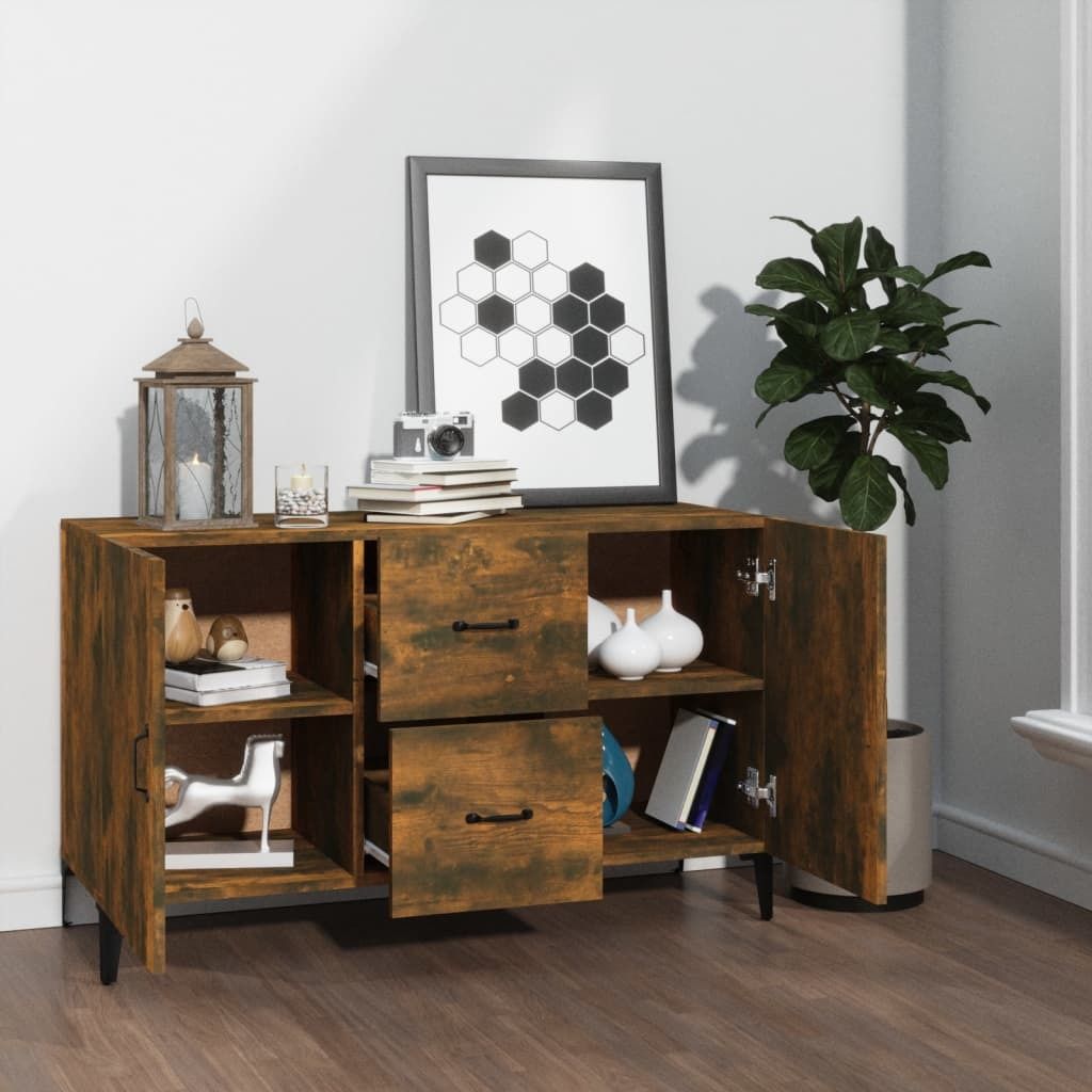 "Winterschlussverkauf "Sideboard - praktischem Design - Wohnzimmerschrank - Kommde für Flur - Räuchereiche 100x36x60 cm Holzwerkstoff NeuMöbel 3...