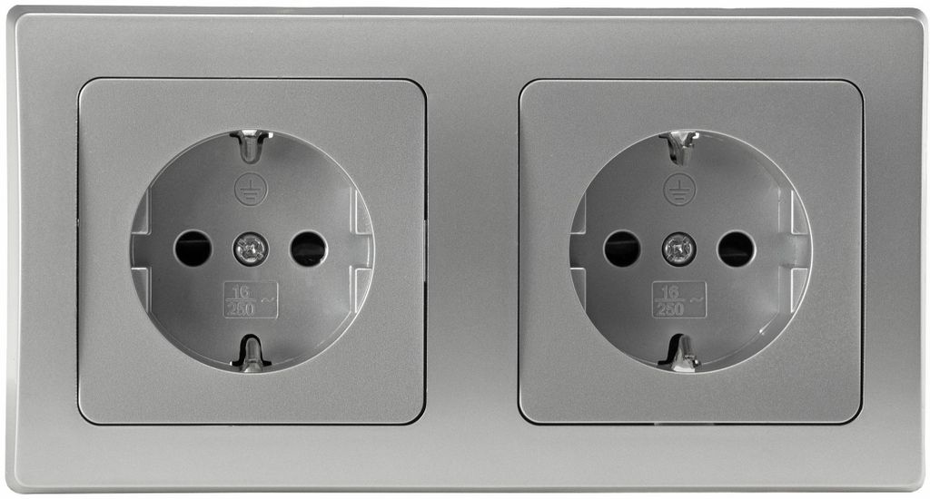 ChiliTec DELPHI Set 2 prises + cadre double 250V~/ 16A, Image du produit 