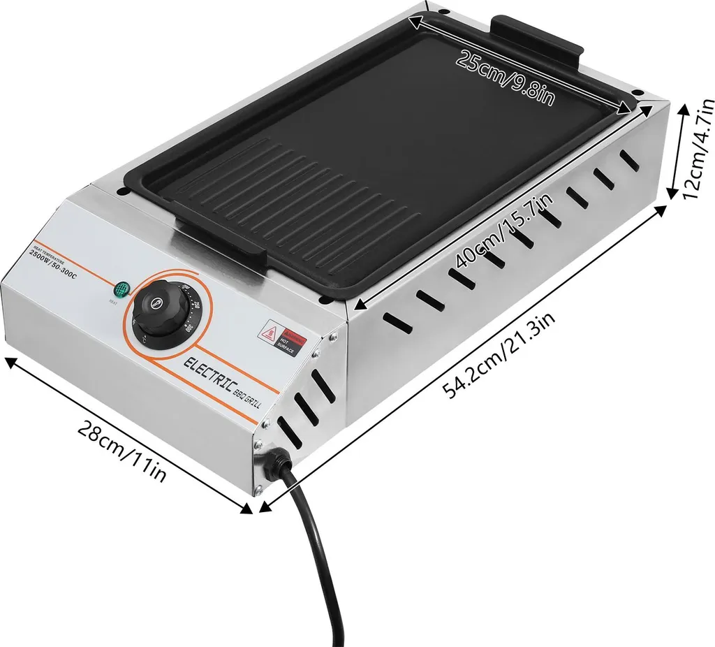 Plancha électrique de table avec grande surface de cuisson réglable - 3
