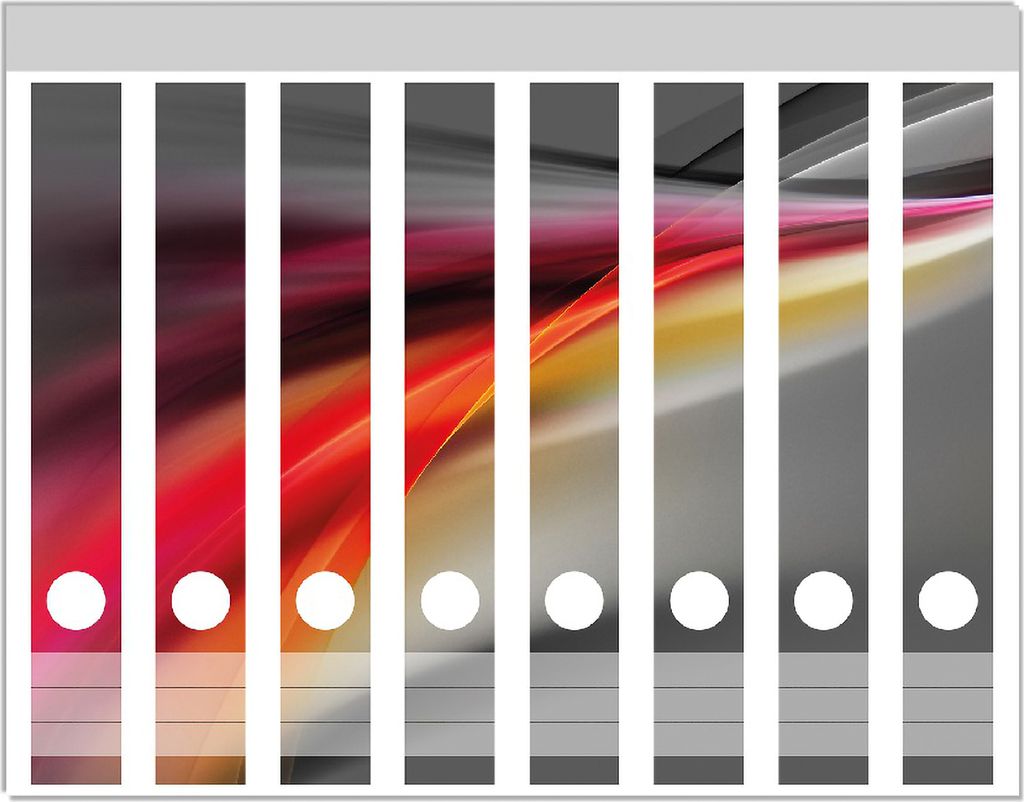 Wallario Ordnerrücken Sticker, selbstklebend für schmale Ordner, 8 Stück, Motiv Schwarz rot pink - Abstraktes Design