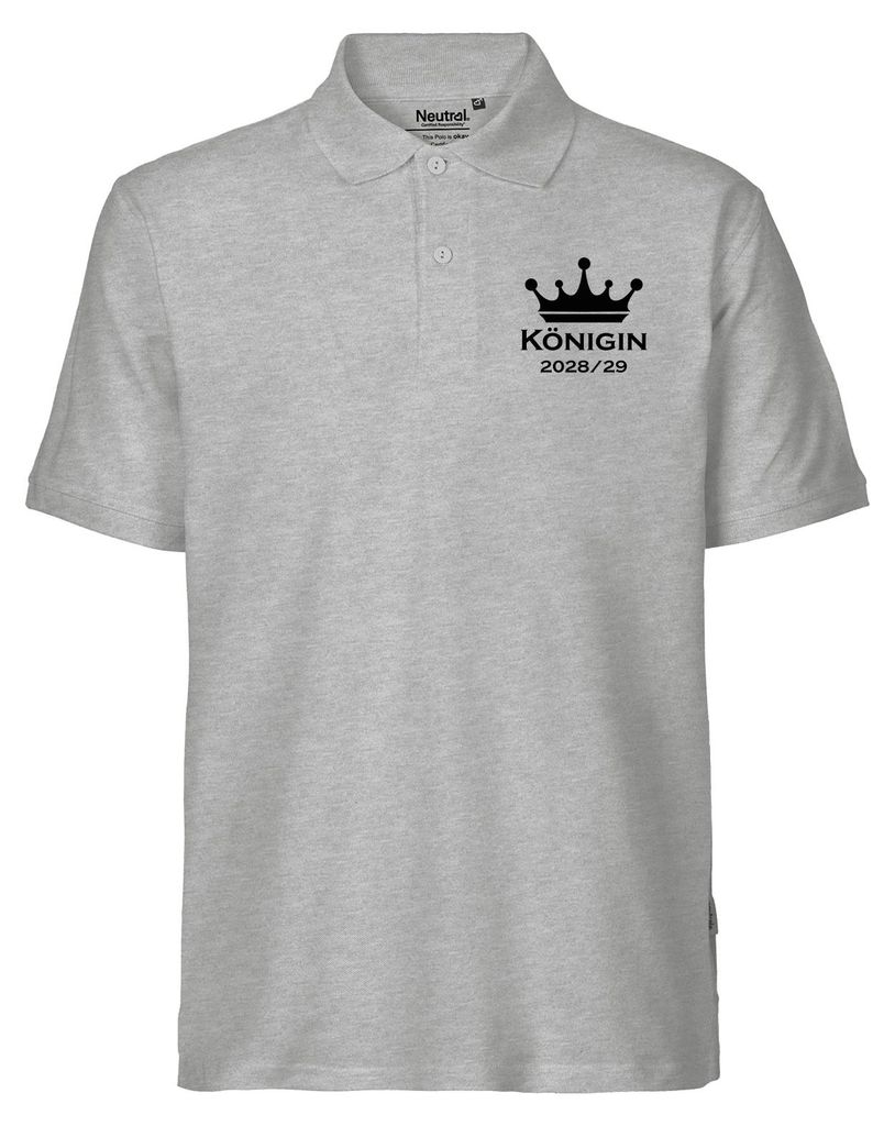 Huuraa Herren Polo Shirt Königin 2028/29 Krone Schüztenkönigin 3XL Sport Grey Bio Baumwolle Fairtrade Poloshirt Geschenkidee