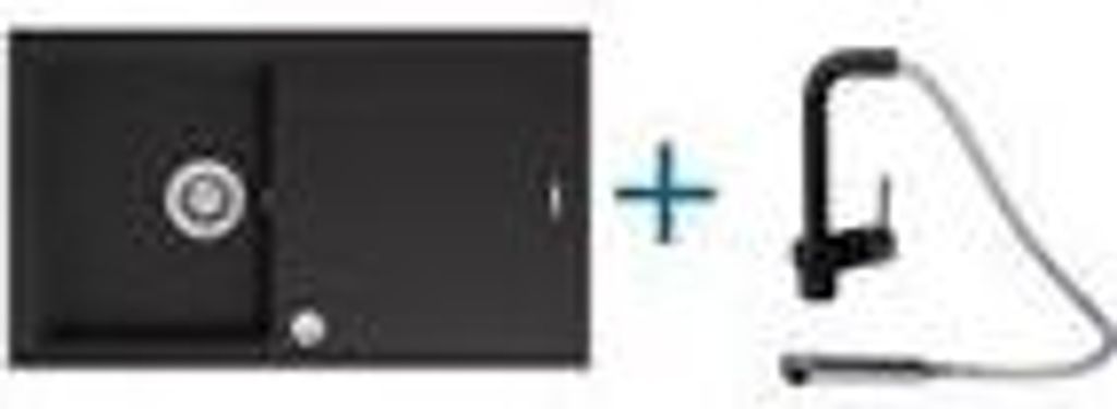 SET Granitspüle schwarz Victory S780 + VAF Armatur 8890 schwarz Hochdruck