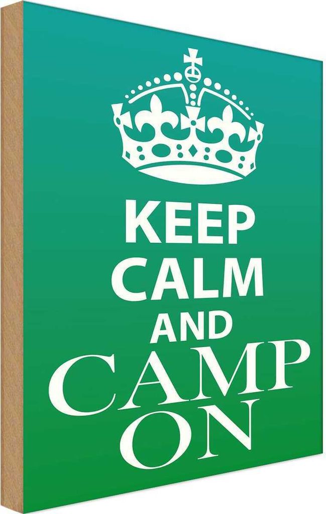 vianmo Holzschild 40x30 cm Keep Calm and camp on Camping