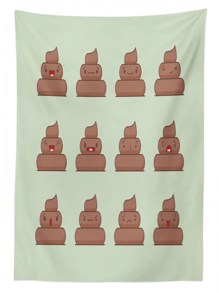 ABAKUHAUS Tovaglia con emoji cacca, emozioni, resistente allo sporco, facile da pulire, lavabile, stampa con colori vivaci che non sbiadiscono, 140 x 200 cm, cioccolato - 2