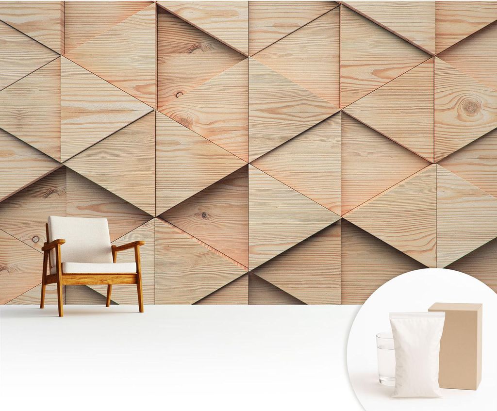 Fototapete - 416x254 cm - Tapete - Wandtapete - Wandbilder - Dekofolie - Tapete Folie - Wand - Dekoration - Wohnzimmer - Holzmosaik