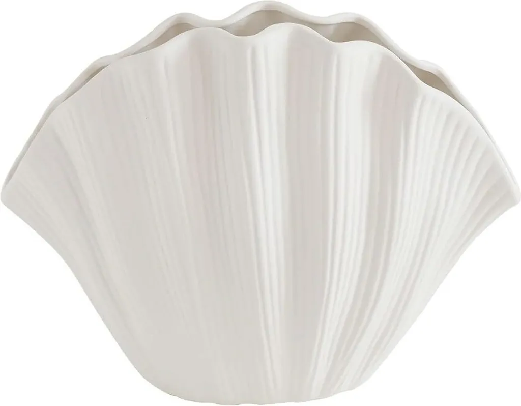 Vase décoratif en forme de coquillage blanc céramique style bord de mer