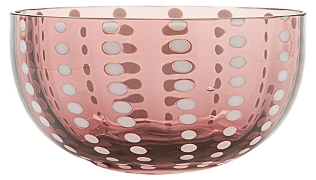 Zafferano Perlen-Schalen 6er-Set, mundgeblasen, amethystfarbenes Glas, elegantes Design, perfekt für den modernen und anspruchsvollen Tisch.
