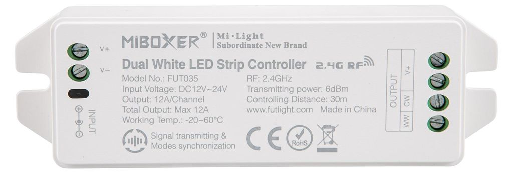 DualWhite CW LED-Streifensteuerung 12V/24V 15Amax 2,4Ghz Produktbild 