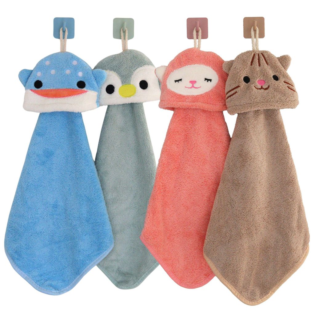 DEKAZIA 4er Set Kinderhandtuch Baby Waschlappen Kinder Waschlappen Tier Wasch Handtuch Waschhandtuch Handtuch Geschenkset für Kinder Babyhandtücher