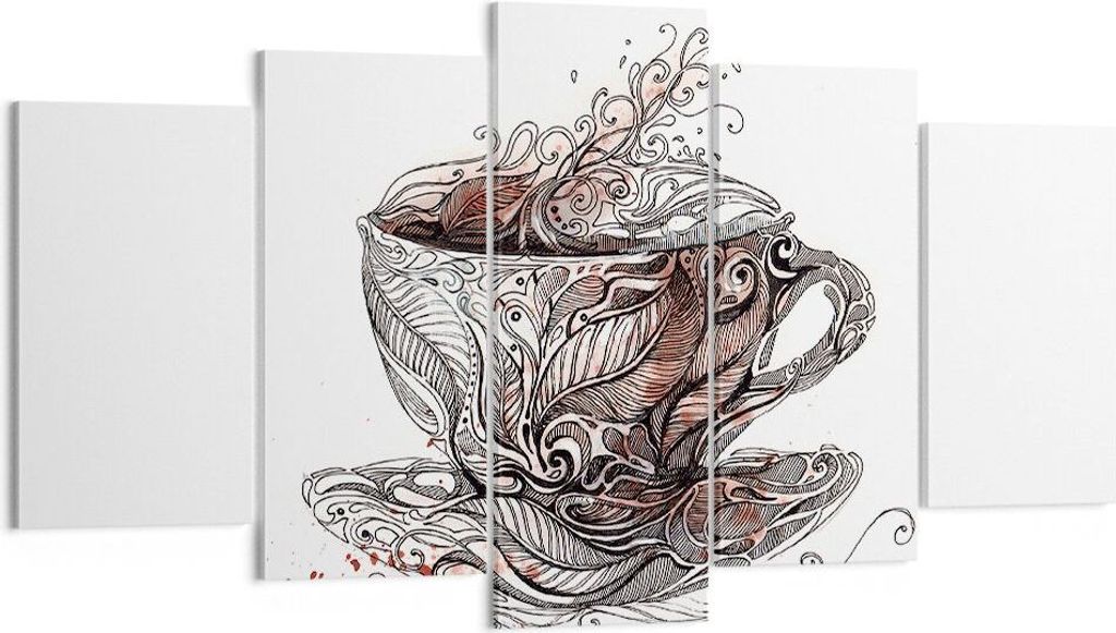 Bild auf Leinwand - Leinwandbild - Abstraktion Tasse Tee heiß - 160x85cm - Wand Bild - Wanddeko - Leinwanddruck - Bilder - Kunstdruck - Wanddekora...