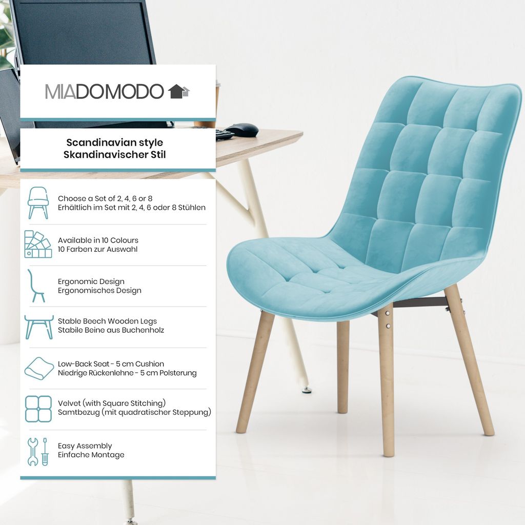 MIADOMODO® Esszimmerstühle - Farbwahl, 2/4/6/8 Set, Produktbild 2